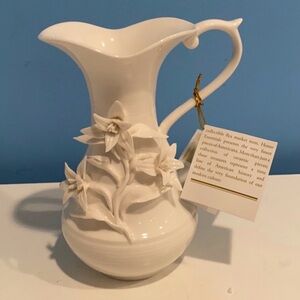 Home Essentials White Floral Ceramic Pitcher